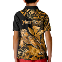 Custom Monk Seal Hawaii Polo Shirt for Kid Polynesian Kakau With Kanaka Gold - Wonder Print Shop