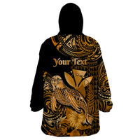 (Custom Personalised) Hawaii Monk Seal Wearable Blanket Hoodie Polynesian Kakau With Kanaka Gold - Wonder Print Shop