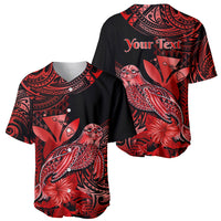 (Custom Personalised) Hawaii Monk Seal Baseball Jersey Polynesian Kakau With Kanaka Red - Wonder Print Shop