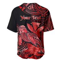 (Custom Personalised) Hawaii Monk Seal Baseball Jersey Polynesian Kakau With Kanaka Red - Wonder Print Shop