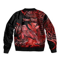 (Custom Personalised) Hawaii Monk Seal Bomber Jacket Polynesian Kakau With Kanaka Red - Wonder Print Shop