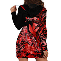 (Custom Personalised) Hawaii Monk Seal Hoodie Dress Polynesian Kakau With Kanaka Red - Wonder Print Shop