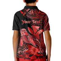 Custom Monk Seal Hawaii Polo Shirt for Kid Polynesian Kakau With Kanaka Red - Wonder Print Shop