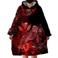 (Custom Personalised) Hawaii Monk Seal Wearable Blanket Hoodie Polynesian Kakau With Kanaka Red - Wonder Print Shop