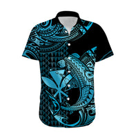 (Custom Personalised) Hawaii Hammerhead Shark Hawaiian Shirt Polynesian Kakau With Kanaka Turquoise - Wonder Print Shop