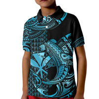 Custom Hawaii Hammerhead Shark Polo Shirt for Kid Polynesian Kakau With Kanaka Turquoise - Wonder Print Shop
