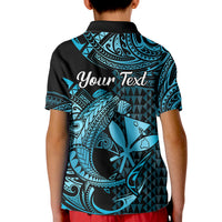 Custom Hawaii Hammerhead Shark Polo Shirt for Kid Polynesian Kakau With Kanaka Turquoise - Wonder Print Shop
