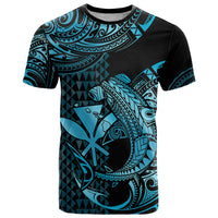 Custom Hawaii Hammerhead Shark T Shirt Polynesian Kakau With Kanaka Turquoise - Wonder Print Shop