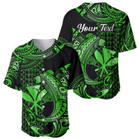 (Custom Personalised) Hawaii Hammerhead Shark Baseball Jersey Polynesian Kakau With Kanaka Green - Wonder Print Shop