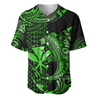 (Custom Personalised) Hawaii Hammerhead Shark Baseball Jersey Polynesian Kakau With Kanaka Green - Wonder Print Shop