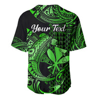 (Custom Personalised) Hawaii Hammerhead Shark Baseball Jersey Polynesian Kakau With Kanaka Green - Wonder Print Shop