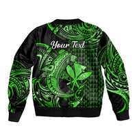 (Custom Personalised) Hawaii Hammerhead Shark Bomber Jacket Polynesian Kakau With Kanaka Green - Wonder Print Shop