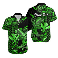 (Custom Personalised) Hawaii Hammerhead Shark Hawaiian Shirt Polynesian Kakau With Kanaka Green - Wonder Print Shop