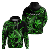 Custom Hawaii Hammerhead Shark Polynesian Hoodie Polynesian Kakau With Kanaka Green - Wonder Print Shop