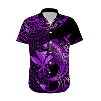 (Custom Personalised) Hawaii Hammerhead Shark Hawaiian Shirt Polynesian Kakau With Kanaka Purple - Wonder Print Shop