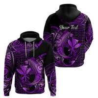 Custom Hawaii Hammerhead Shark Polynesian Hoodie Polynesian Kakau With Kanaka Purple - Wonder Print Shop