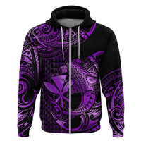 Custom Hawaii Hammerhead Shark Polynesian Hoodie Polynesian Kakau With Kanaka Purple - Wonder Print Shop