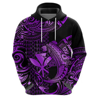 Custom Hawaii Hammerhead Shark Polynesian Hoodie Polynesian Kakau With Kanaka Purple - Wonder Print Shop