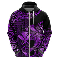 Custom Hawaii Hammerhead Shark Polynesian Hoodie Polynesian Kakau With Kanaka Purple - Wonder Print Shop