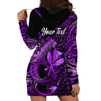 (Custom Personalised) Hawaii Hammerhead Shark Hoodie Dress Polynesian Kakau With Kanaka Purple - Wonder Print Shop