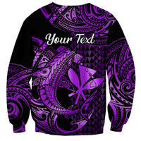 (Custom Personalised) Hawaii Hammerhead Shark Sweatshirt Polynesian Kakau With Kanaka Purple - Wonder Print Shop