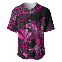 (Custom Personalised) Hawaii Hammerhead Shark Baseball Jersey Polynesian Kakau With Kanaka Pink - Wonder Print Shop