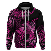 Custom Hawaii Hammerhead Shark Polynesian Hoodie Polynesian Kakau With Kanaka Pink - Wonder Print Shop