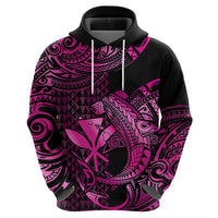 Custom Hawaii Hammerhead Shark Polynesian Hoodie Polynesian Kakau With Kanaka Pink - Wonder Print Shop