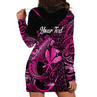(Custom Personalised) Hawaii Hammerhead Shark Hoodie Dress Polynesian Kakau With Kanaka Pink - Wonder Print Shop