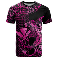 Custom Hawaii Hammerhead Shark T Shirt Polynesian Kakau With Kanaka Pink - Wonder Print Shop