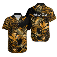 (Custom Personalised) Hawaii Hammerhead Shark Hawaiian Shirt Polynesian Kakau With Kanaka Gold - Wonder Print Shop