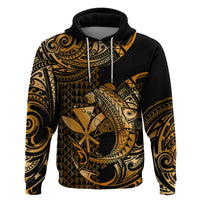 Custom Hawaii Hammerhead Shark Polynesian Hoodie Polynesian Kakau With Kanaka Gold - Wonder Print Shop