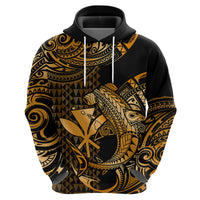 Custom Hawaii Hammerhead Shark Polynesian Hoodie Polynesian Kakau With Kanaka Gold - Wonder Print Shop