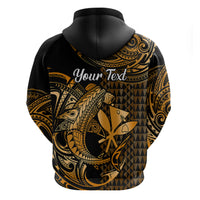 Custom Hawaii Hammerhead Shark Polynesian Hoodie Polynesian Kakau With Kanaka Gold - Wonder Print Shop