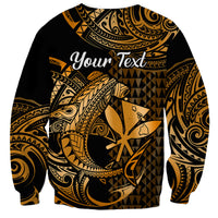 (Custom Personalised) Hawaii Hammerhead Shark Sweatshirt Polynesian Kakau With Kanaka Gold - Wonder Print Shop