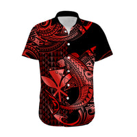(Custom Personalised) Hawaii Hammerhead Shark Hawaiian Shirt Polynesian Kakau With Kanaka Red - Wonder Print Shop