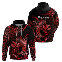 Custom Hawaii Hammerhead Shark Polynesian Hoodie Polynesian Kakau With Kanaka Red - Wonder Print Shop