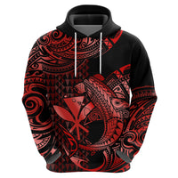 Custom Hawaii Hammerhead Shark Polynesian Hoodie Polynesian Kakau With Kanaka Red - Wonder Print Shop
