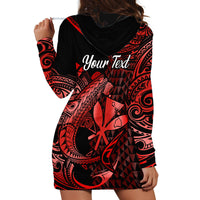 (Custom Personalised) Hawaii Hammerhead Shark Hoodie Dress Polynesian Kakau With Kanaka Red - Wonder Print Shop