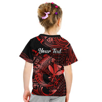 (Custom Personalised) Hawaii Hammerhead Shark Kid T Shirt Polynesian Kakau With Kanaka Red - Wonder Print Shop