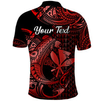 Custom Hawaii Hammerhead Shark Polynesian Tatoo Polo Shirt Polynesian Kakau With Kanaka Red - Wonder Print Shop