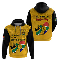 South Africa Hoodie African Pattern Happy Freedom Day Yellow Version - Wonder Print Shop