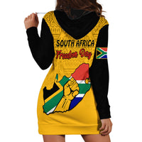 South Africa Hoodie Dress African Pattern Happy Freedom Day Yellow Version - Wonder Print Shop