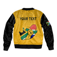 (Custom Personalised) South Africa Sleeve Zip Bomber Jacket African Pattern Happy Freedom Day Yellow Version - Wonder Print Shop