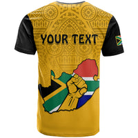 Custom South Africa T Shirt African Pattern Happy Freedom Day Yellow Version - Wonder Print Shop