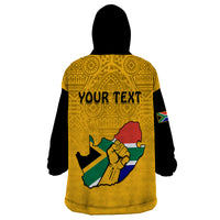 (Custom Personalised) South Africa Wearable Blanket Hoodie African Pattern Happy Freedom Day Yellow Version - Wonder Print Shop