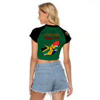 South Africa Raglan Cropped T Shirt African Pattern Happy Freedom Day Green Version - Wonder Print Shop