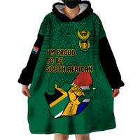 (Custom Personalised) South Africa Wearable Blanket Hoodie African Pattern Happy Freedom Day Green Version - Wonder Print Shop