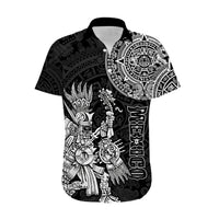 (Custom Personalised) Mexico Aztec Hawaiian Shirt El Calendario Maya Mix Huitzilopochtli Black - Wonder Print Shop