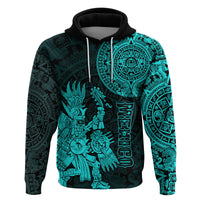Custom Mexico Aztec Hoodie El Calendario Maya Mix Huitzilopochtli Turquoise - Wonder Print Shop